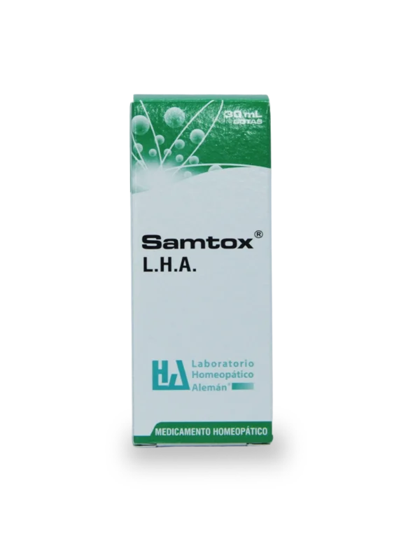 Samtox LHA suplemento homeopático para bronquitis y tos disponible en Colombia.